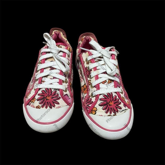 Coach Floral  Pink and White Sneakers women’s 7 - Picture 4 of 11